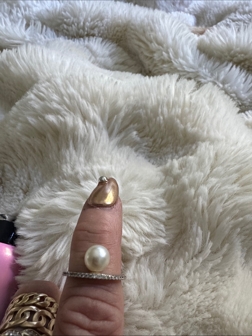 Vintage Pearl and Pavé Stackable Ring - White Pearl Accent 925